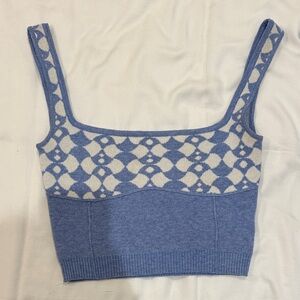 Princess Polly Blue and White Knit Top